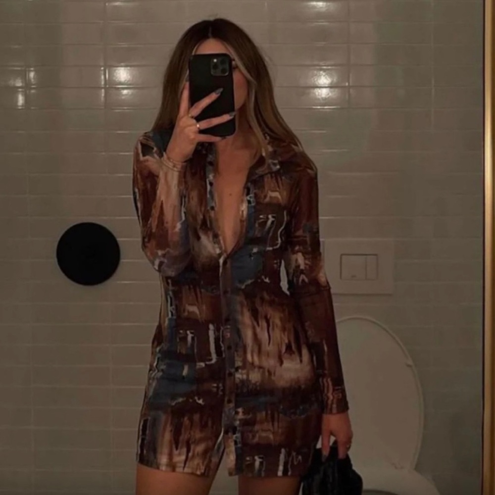 12th Tribe pollack pattern mini dress